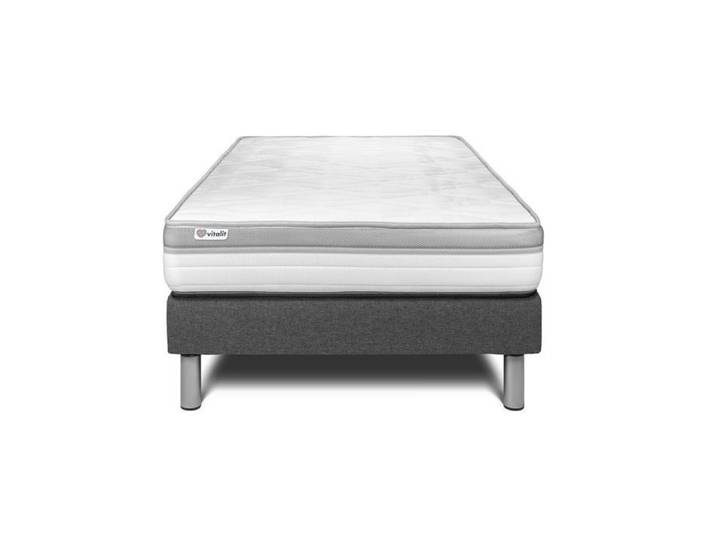 Ensemble Matelas Sommier 120x190 cm - Sommier Gris (en kit) - Vital Relax Gris