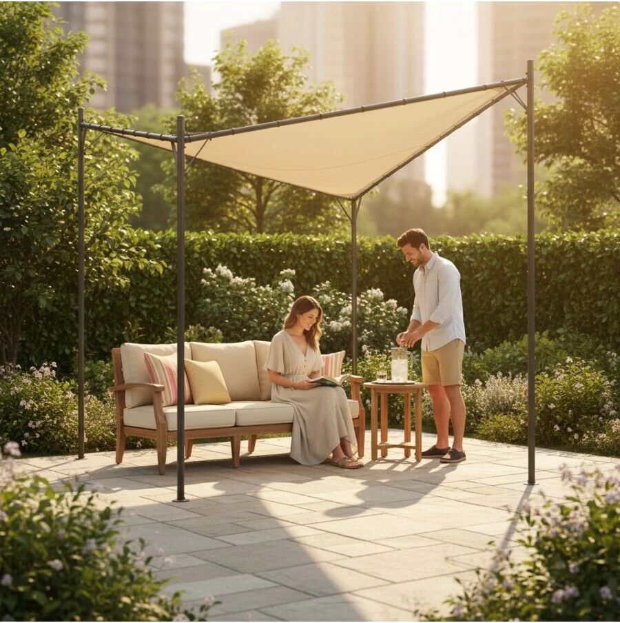 EuroGarden GAZEBO MIAMI TENDA 3X3 ACCIAIO COLOR ECRU