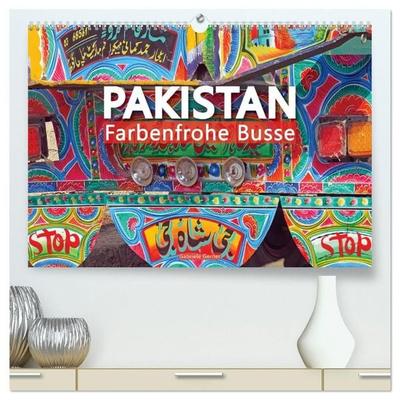Pakistan farbenfrohe Busse (hochwertiger Premium Wandkalender 2027 DIN A2 quer), Kunstdruck in Hochglanz