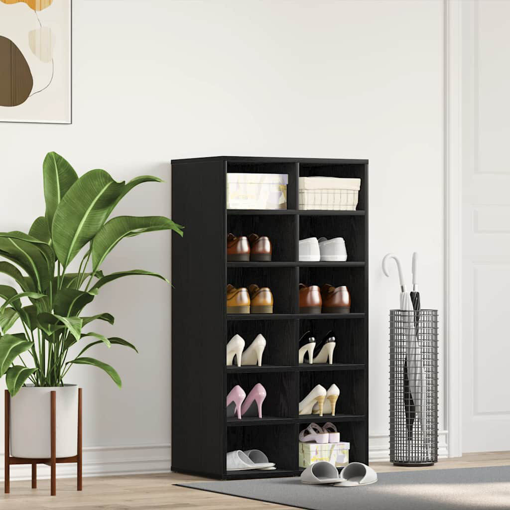 Latitude Run 12 Pair Shoe Rack Black Oak 12