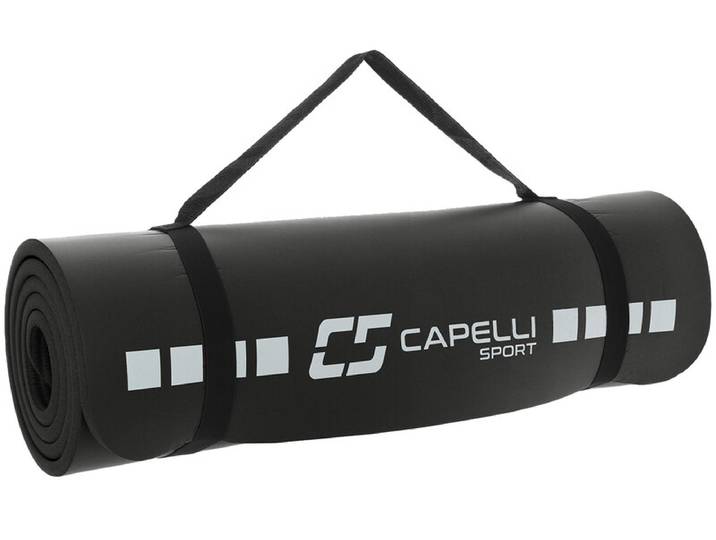 Capelli Sport trainingsmat maat: 61 x 183 cm dikte: 1,2 cm met draagriem, gewatteerde ondersteuning, voor fitness- en sportschooltrainingen