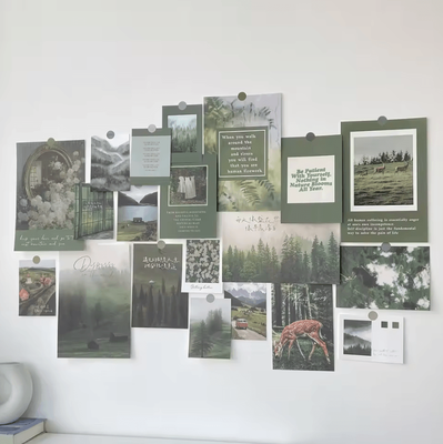 Inspire Curations Nordic Retro Photo Card Wall Decor Set Aesthetic DIY Postcard Stickers For Bedroom & Dorm misty Mountains