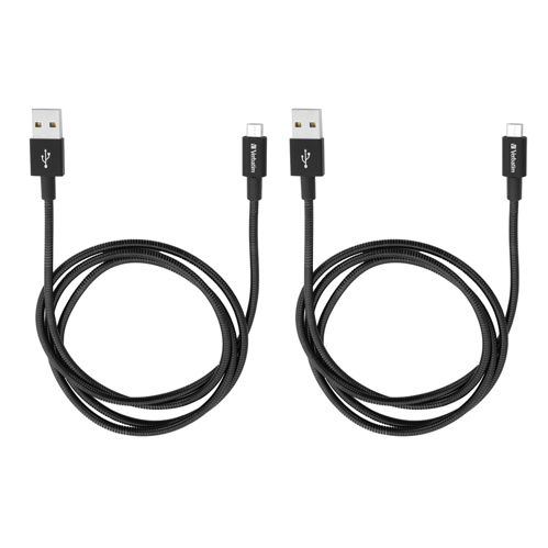 1x2 Verbatim Micro USB Kable Sync & Charge 100cm black 48874