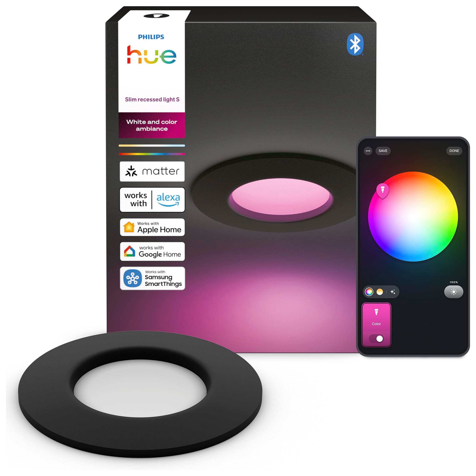 Philips Hue Slim Downlight LED Einbauleuchte schwarz 8721103109231