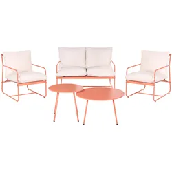 GARTENSOFA Set 4-Sitzer mit Tischen Metall Korallenrot Formello