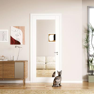 Nuzanto "80""H 1 Lite Mirrored Prefinished Slab Solid Manufactured Wood Core Interior French Standard Slab Door"