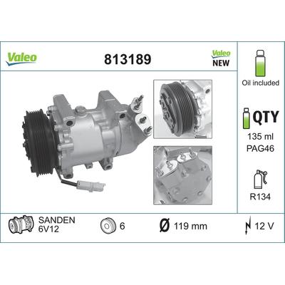VALEO Kompressor, Klimaanlage NEW ORIGINAL PART 813189 für Peugeot Citroën NAZA (DF-PSA)
