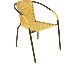 VCM Stapelstuhl Balkonstuhl Bistrostuhl   beige hellbraun    Poly-Rattan   Maße H. 73x B. 53x T. 60 cm