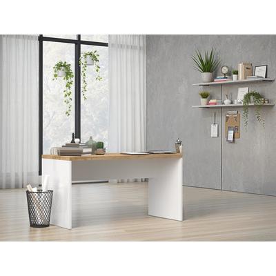 Schreibtisch HOME AFFAIRE "Easy, Computertisch – 38 mm Platte, perfekt fürs Büro & Homeoffice", weiß (weiß hochglanz lack, eiche cadiz dekor, weiß hochglanz lack, eiche cadiz dekor), B:138cm H:74cm T:68cm, Tische, Schreibtisch, Breite 138 cm, in 2...