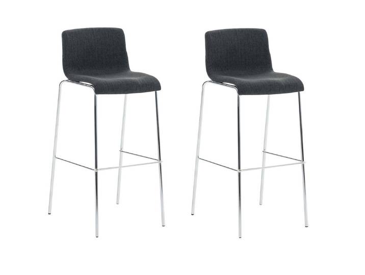 TPFLiving 1er Set Barhocker Hope 4-Fuß Gestell Metall in Chromoptik Stoff - Dunkelgrau