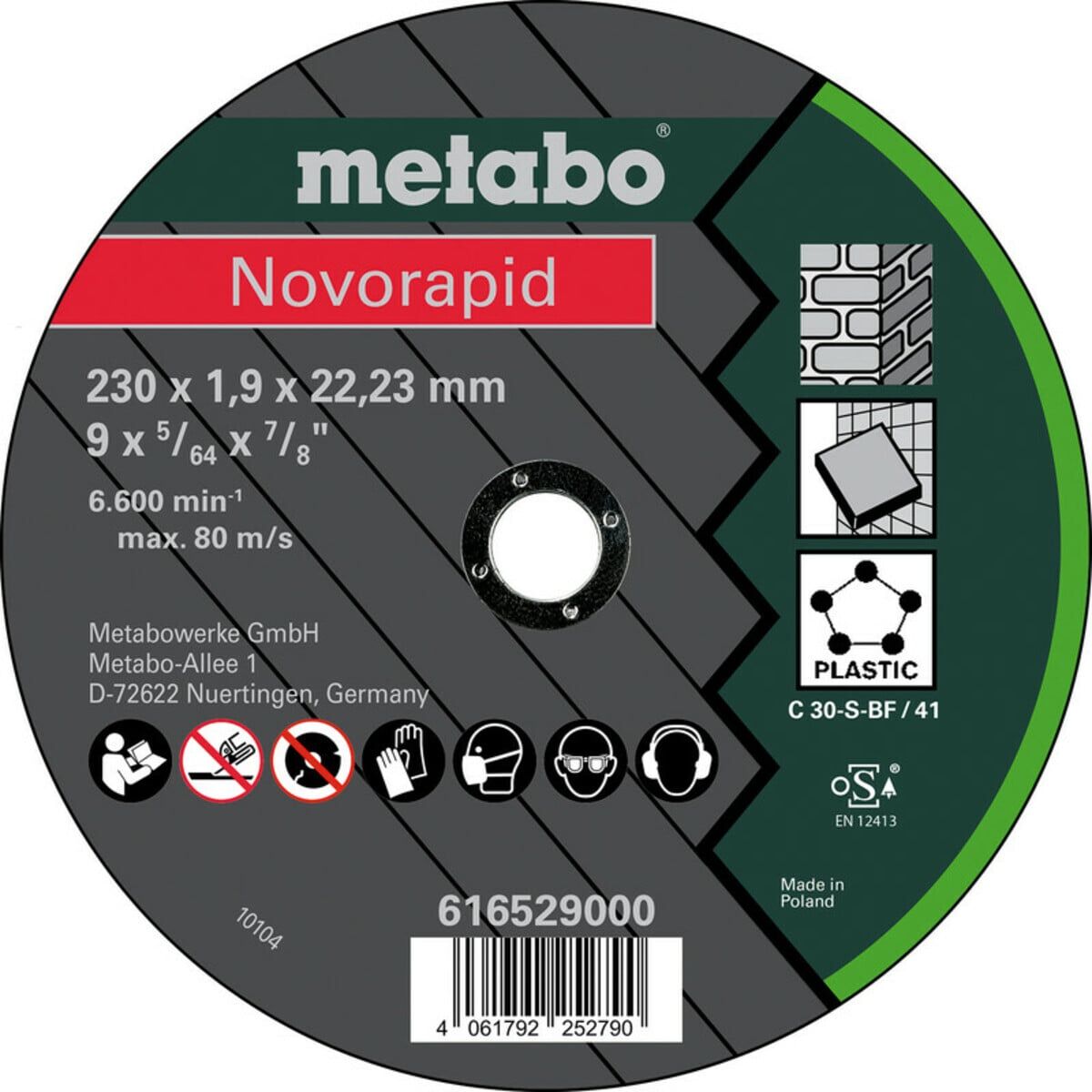 Metabo Trennscheibe Novorapid 230x1,9x22,2 Universal gerade Ausführung (616529000)