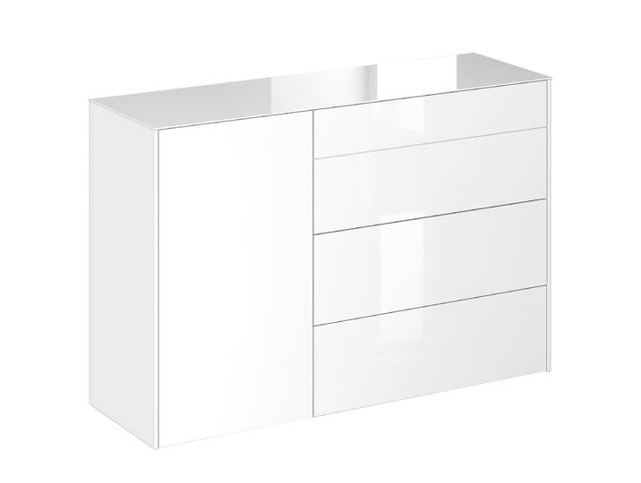 Buffet - Largeur 131 cm 131 x 89 x 42cm Blanc/Blanc