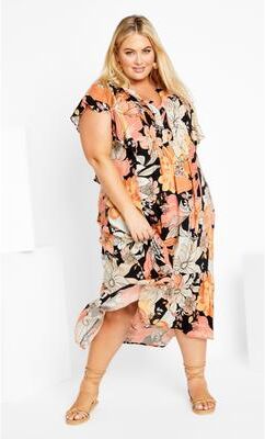 Plus Size Women's Bellini Flutter Sleeve Dress by Avenue in Bellini Bloom (Size 18)