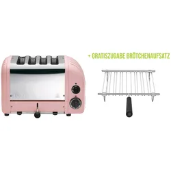 Classic Toaster Premium 4-Schlitz inkl. Gratis Brötchenaufsatz Blütenrosa