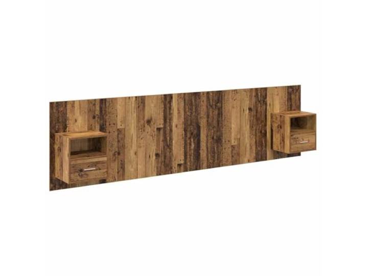 Makastle Kopfteil mit Nachttischen Altholz 297x80 cm Wandmontage