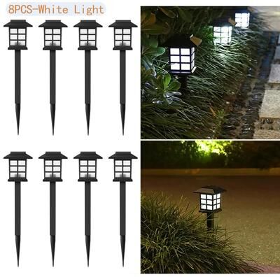 ilyeco Automate Your Garden's Glow: 8 Pack Waterproof Solar Pathway Lights For Yard, Patio, Walkway & Driveway Landscape Decor white Light