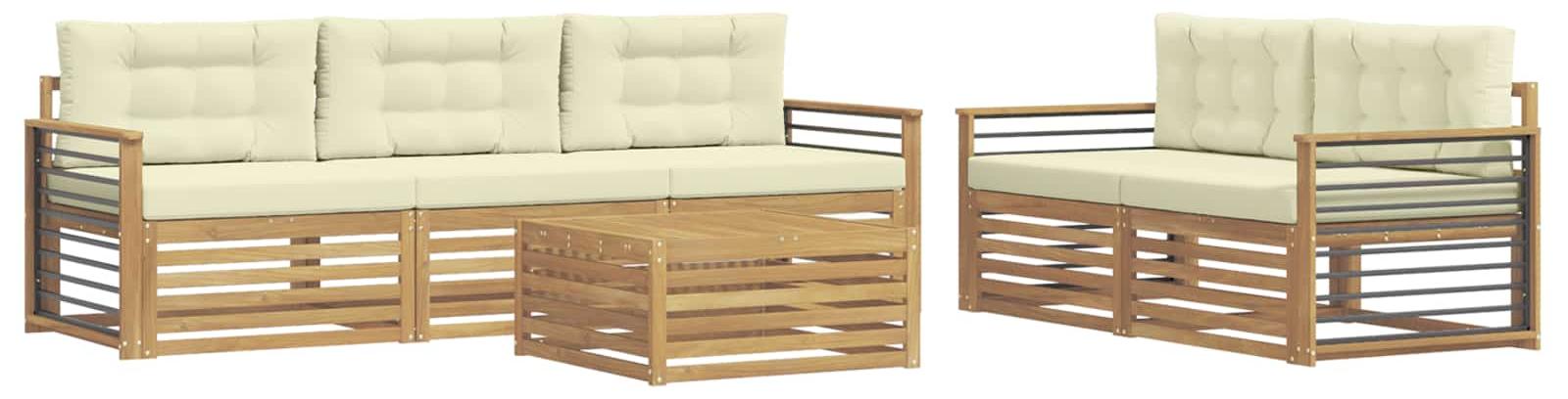 Outdoor-Sofagarnitur 6 pcs Weiß und Creme