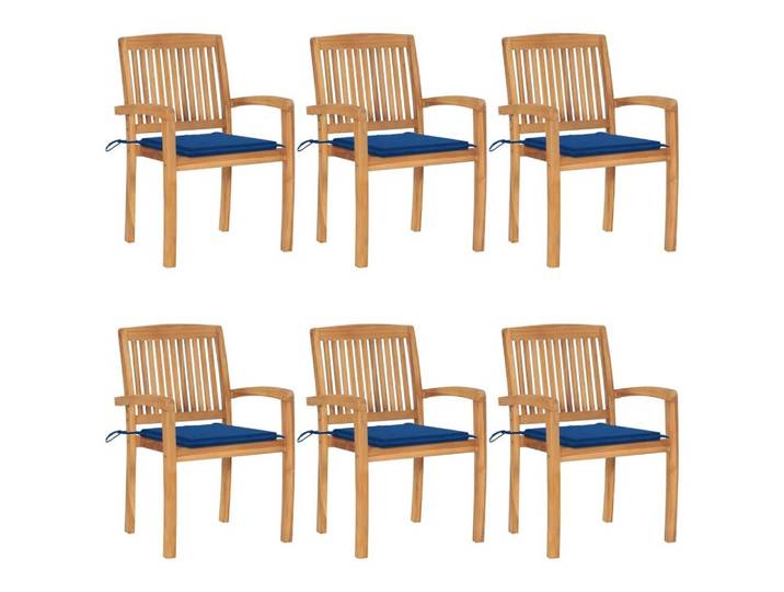 furnicato Gartenstuhl Gartenstuhl-Set Naturholz 60x57,5x90 cm Königsblau (6 St), Stapelbare Sitzgruppe, witterungsbeständig für deinen Garten