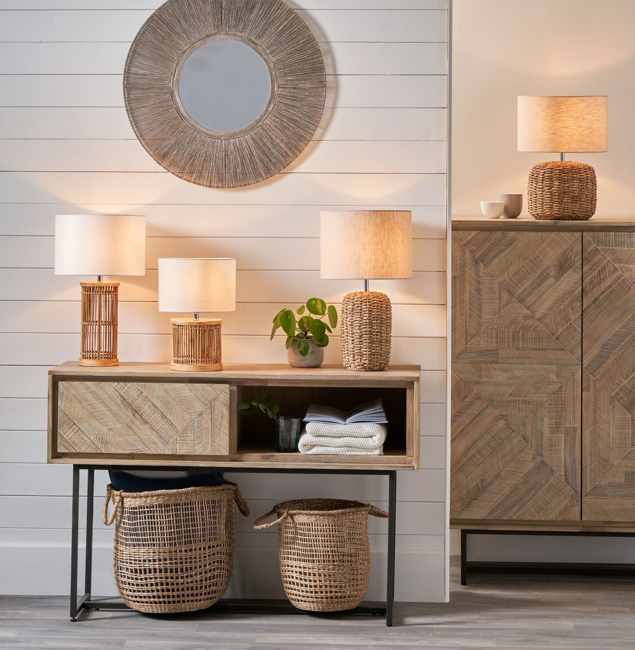 Pacific Lifestyle - Acer Natural Woven Small Table Lamp in Ivory