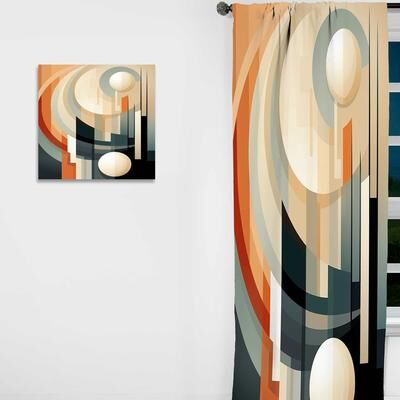 DESIGN ART "Designart ""Vanilla Vectors Abstract Shapes I"" Abstract Shapes Curtain - Blackout Abstract Curtain - 1 Panel"