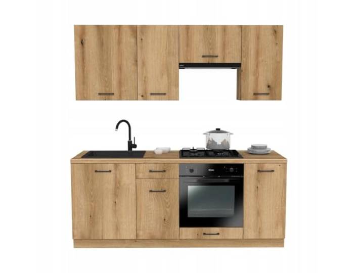 Laclar Küchenzeile 200 cm - Modulare Möbel für die Küche - inklusive Montagezubehör - mit Soft-Close-System - ohne Spülbecken Geräte - Capri Evoke Oak - Küchenarbeitsplatte Evoke Oak