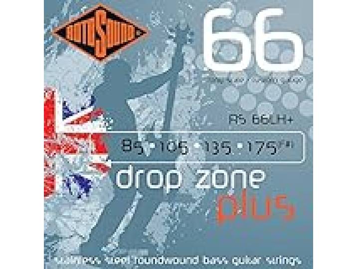 Rotosound Cordes pour Basse Électrique SWING 66 STAINLESS SETS 4-cordes RS66LH+ DROPZONE+ Stainless Custom 85-175