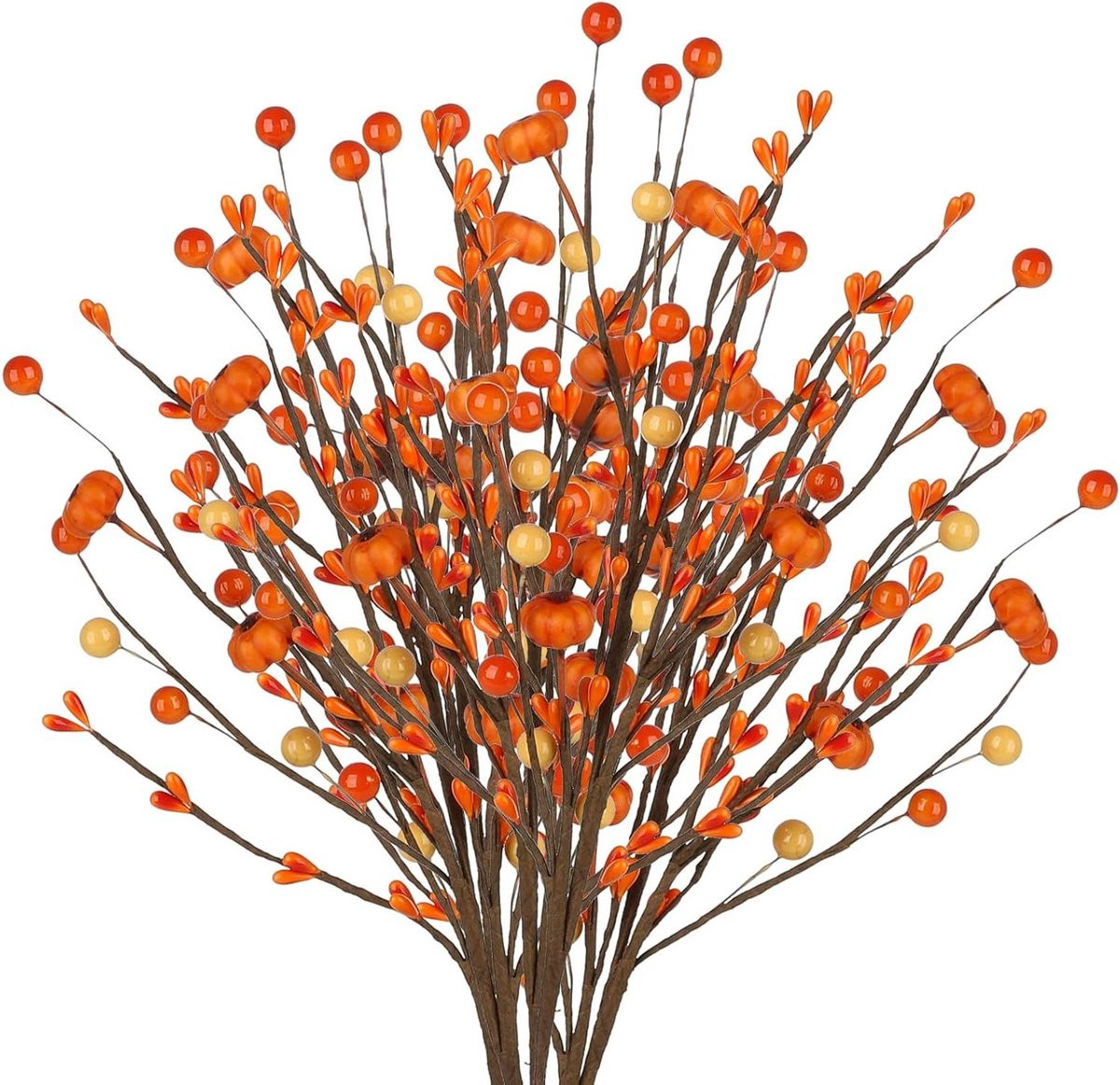 Oranje Kunstmatige Bessen Stengels - Realistische Nep Bessen Takken voor Feestelijke Decoratie - 40 cm