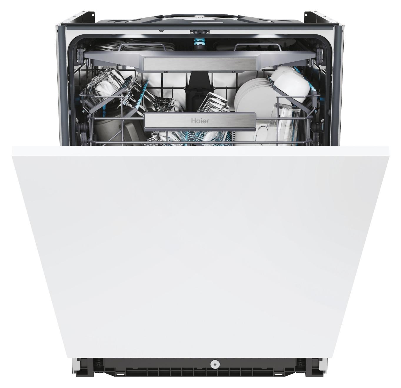 Haier XS 4A4M4PB, Voll integriert, Standardgröße (60 cm), Weiß, Korb, 14 Maßgedecke, B