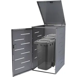XL 1er-/2er-Mülltonnenverkleidung MCW-E83, Mülltonnenbox, erweiterbar 116x71x98cm ~ Edelstahl 35kg