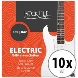 Rocktile Saiten für E-Gitarren Super Light 10er Pack