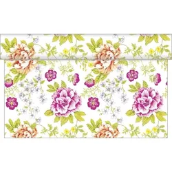Sovie HOME Tischläufer Enna aus Linclass® Airlaid 40 cm x 4,80 m, 1 Stück - Frühling Sommer Blumen
