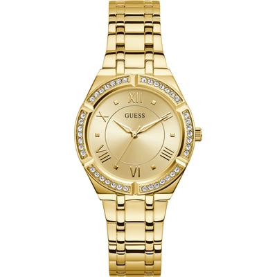 Quarzuhr GUESS "COSMO", gold (goldfarben, champagnerfarben, champagnerfarben), Armbanduhren, Damen, goldfarben, Quarzuhr, Armbanduhr, Damenuhr