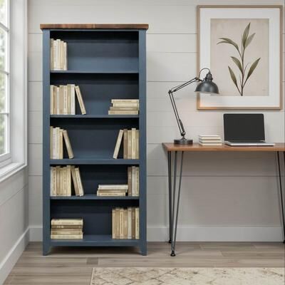 Bridgevine Home "Nantucket 72"" Farmhouse Bookcase with Five Shelves"