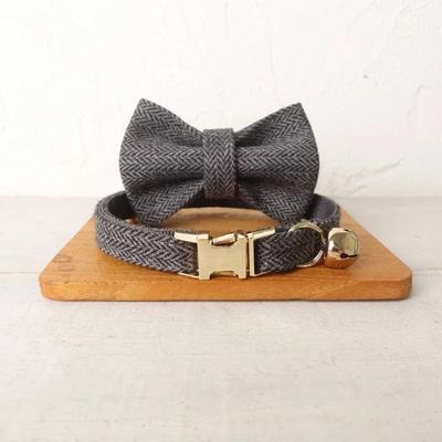 Inspire Select Personalized Pet Collar With Bow Tie & Free Engraved ID Tag Premium Adjustable Dog & Cat Collar With Custom Name Plate black Bow Tie s