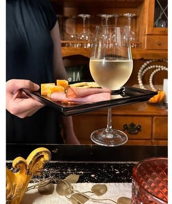 Red Vanilla "Vino Square Smoke Wine and Cheese Plate 7.5"" Set / 6"