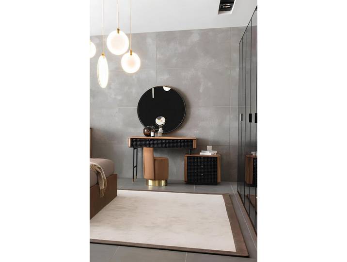 Xlmoebel Schminktisch Brauner Kosmetiktisch mit Spiegel und Hocker aus hochwertigem Material (mit Spiegel und Hocker, 3tlg.Schlafzimmer Set(Schminktisch + Spiegel + Höcker), Hergestellt in Europa