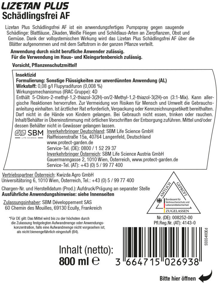 Protect Garden Lizetan Plus Schädlingsfrei AF 800 ml