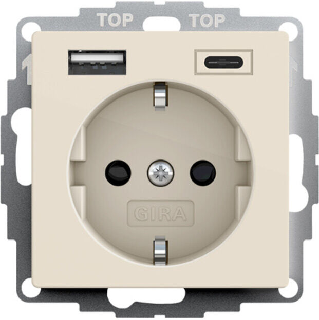 Gira Prise USB 16A 250V Crème blanc double Type A/C (245901)