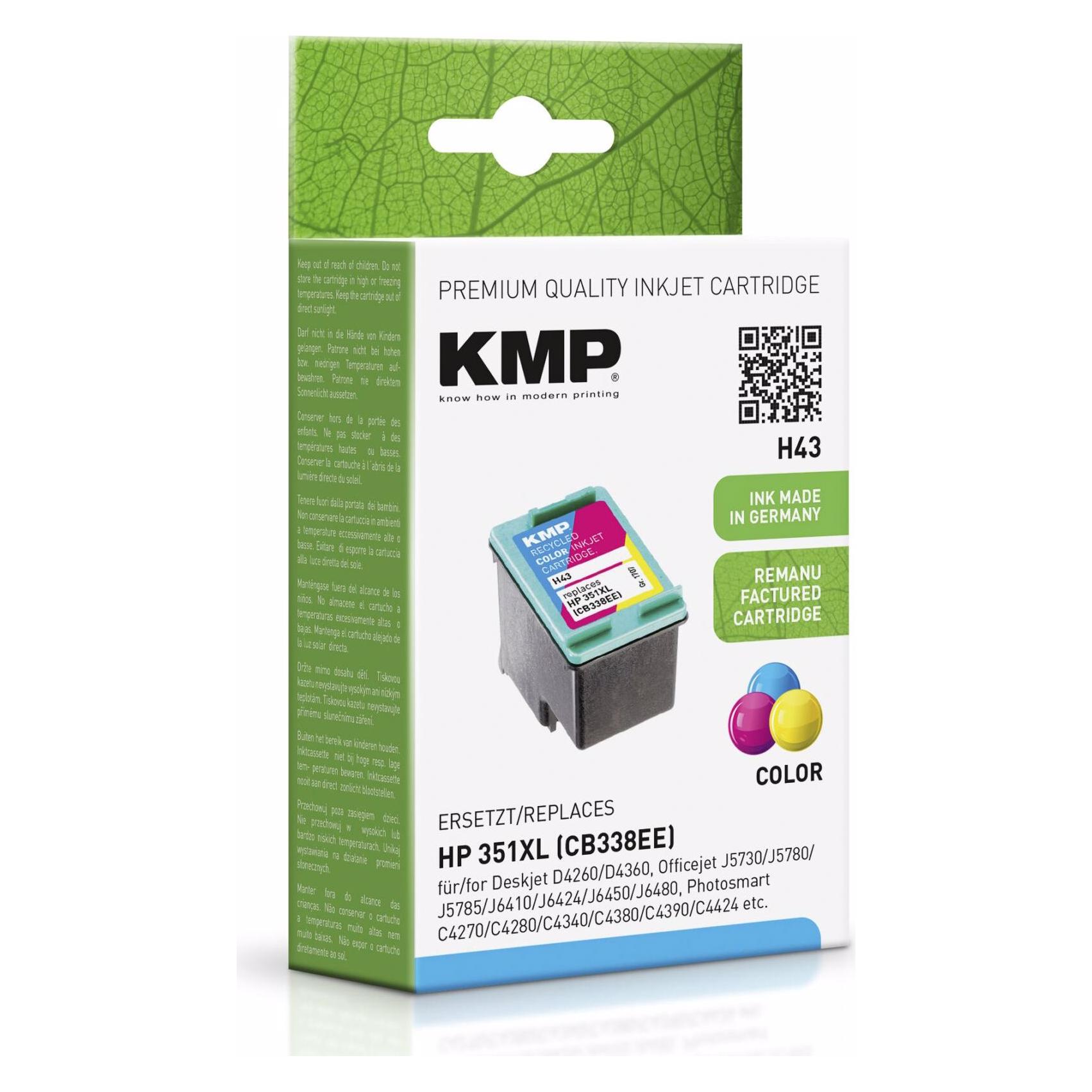 KMP H43 Tintenpatrone color komp. mit HP CB 338 EE Nr. 351XL (C, M, Y) (1707,4351)