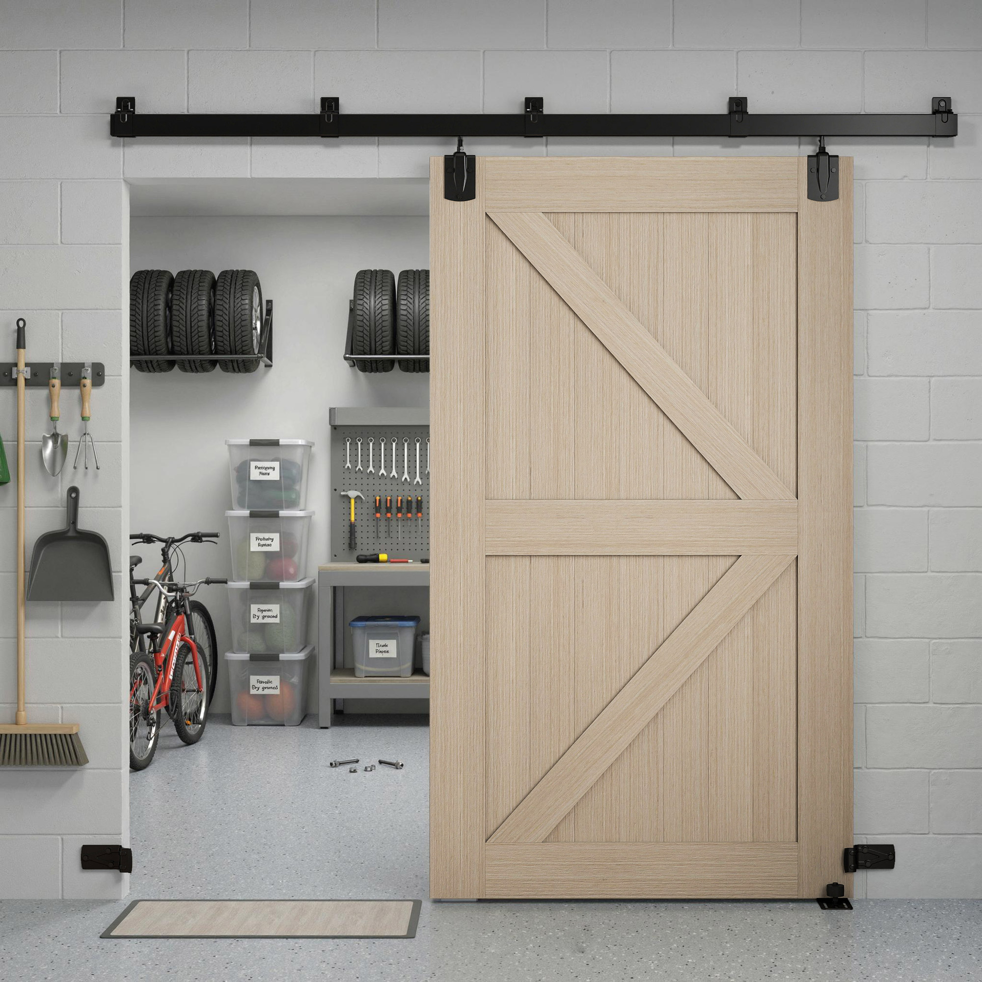 Homcom Set ferramenta per porte scorrevoli ad alta portata 244 cm Nero per porte singole   Aosom Italy
