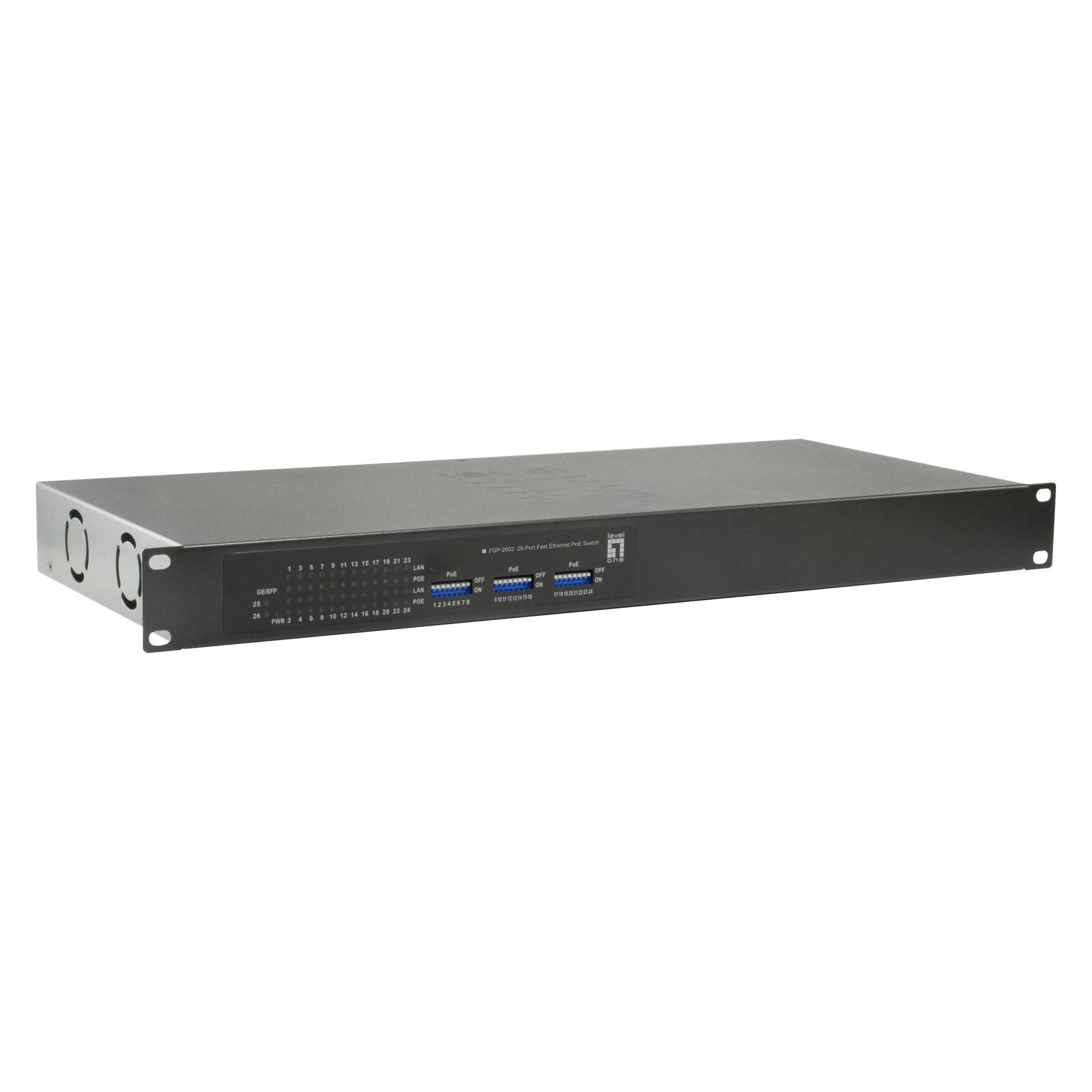 LevelOne Switch 24x FE FGP-2602 2xGSFP 24xPoE (26 Ports) (FGP-2602W380)