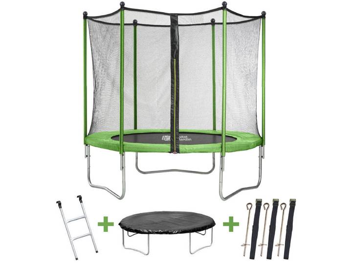 Trampoline Yoopi - Ø 1.8 m - Avec filet + Echelle + Couverture + Kit d'ancrage