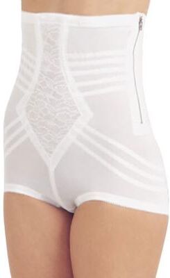 Plus Size Women's The Rago Shapette No Roll High Waist Brief with Zipper features exclusive contour bands. 6101 by Rago in White (Size L)