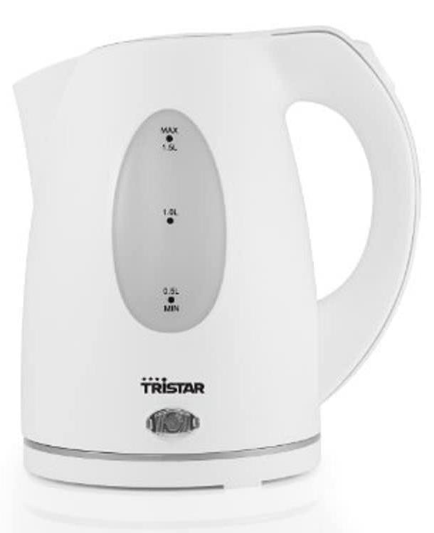 Tristar WK-1324 Waterkoker, 1,5 liter, 2000 watt, Wit, Kunststof, met waterniveau-indicator en oververhittingsbeveiliging