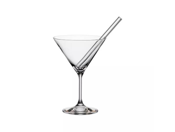 BOHEMIA Cristal - Cocktailschale mit Halm, 2er Set, 240 ml, Transparent