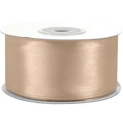 Creativery 38mm Satinband 25m Schleifenband Geschenkband Dekoband Breites Stoffband Sand Beige