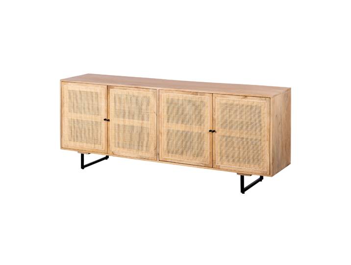 Lewis & Loft Dressoir Lucas - Met 4 deuren - FSC®-gecertificeerd mangohout - Rotan - Naturel