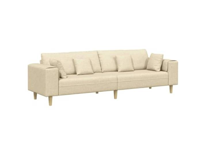 Coespram 4-Sitzer Sofa Creme 250x77x76cm Polstersofa mit Kissen Stilvolles 4-Sitzer Couchdesign mit atmungsaktivem Stoffbezug und stabilen Holzbeinen fürs Wohnzimmer.