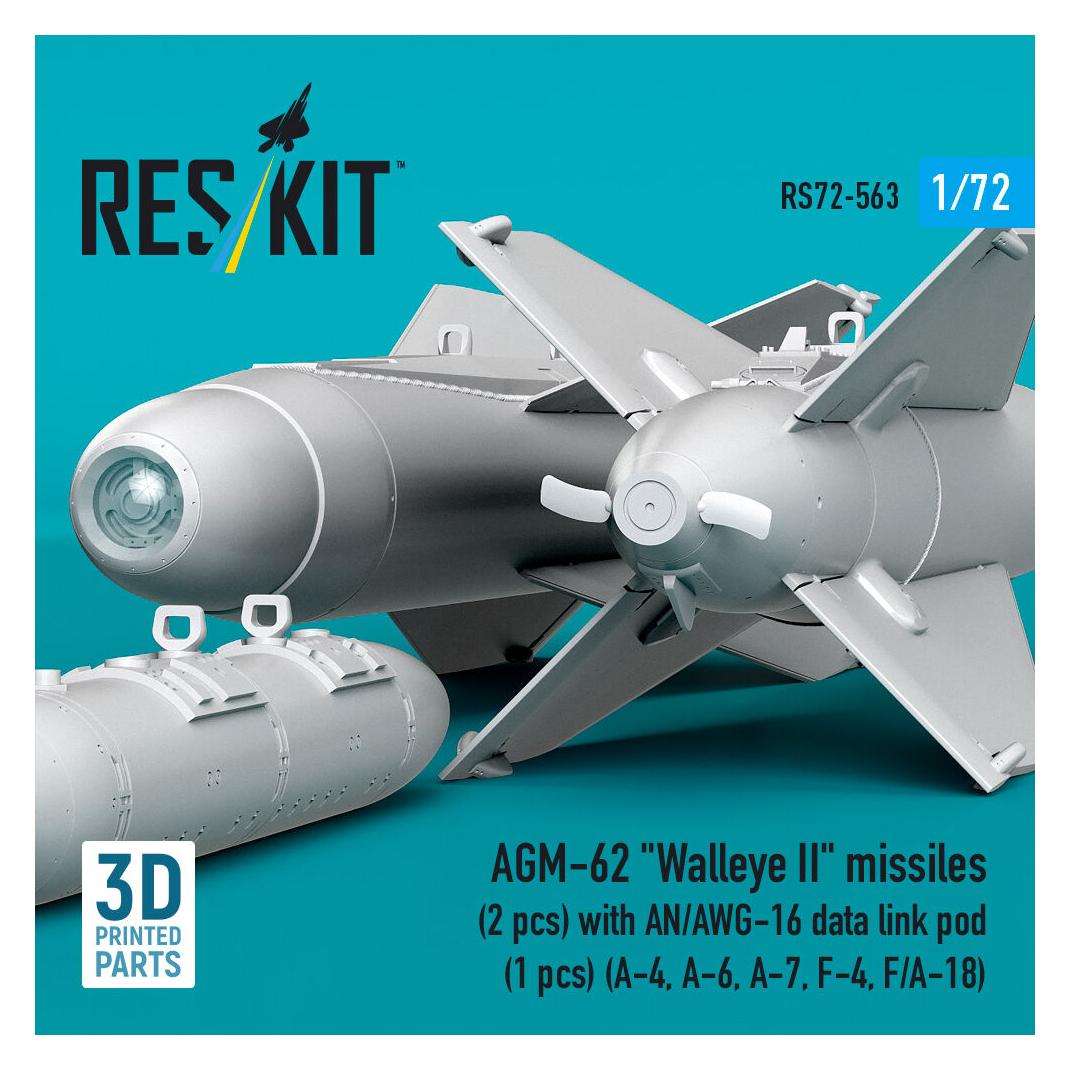 ResKit AGM-62 Walleye II missiles (2 pcs) with AN/AWG-16 data link pod (1 pcs) (A-4, A-6, A-7, F-4, F/A-18) (RS72-0563)