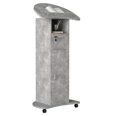 Bürowagen VCM "Holz Stehpult Rednerpult Stehtisch Rollen Redola T", grau (beton, grau), B:60cm T:50cm, Tische, Bürowagen